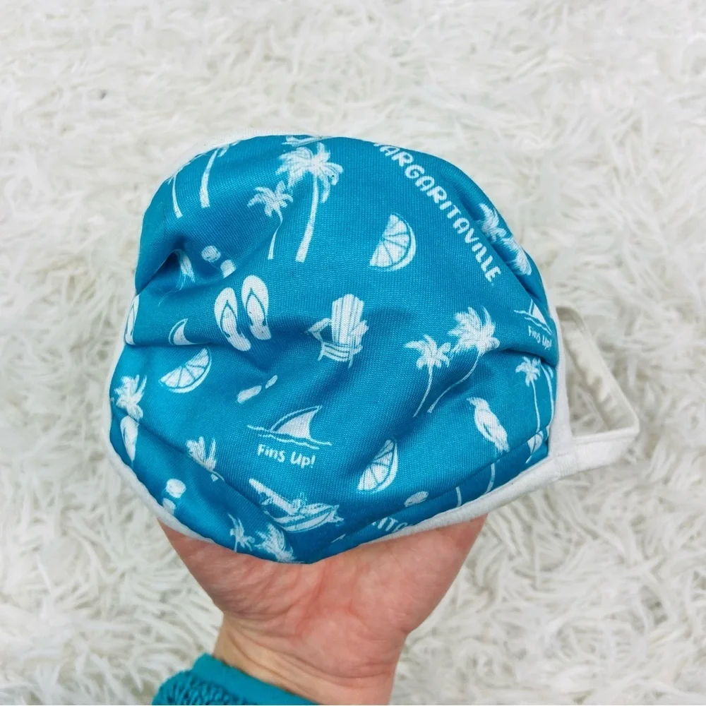 MARGARITAVILLE blue & white beach palm tree reusable face mask